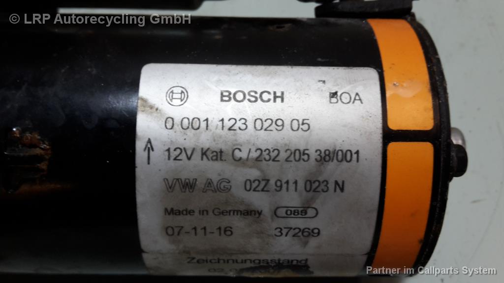 VW Golf 5 Plus 1KP Anlasser Starter 022911023N 0001123028 BOSCH BJ2010