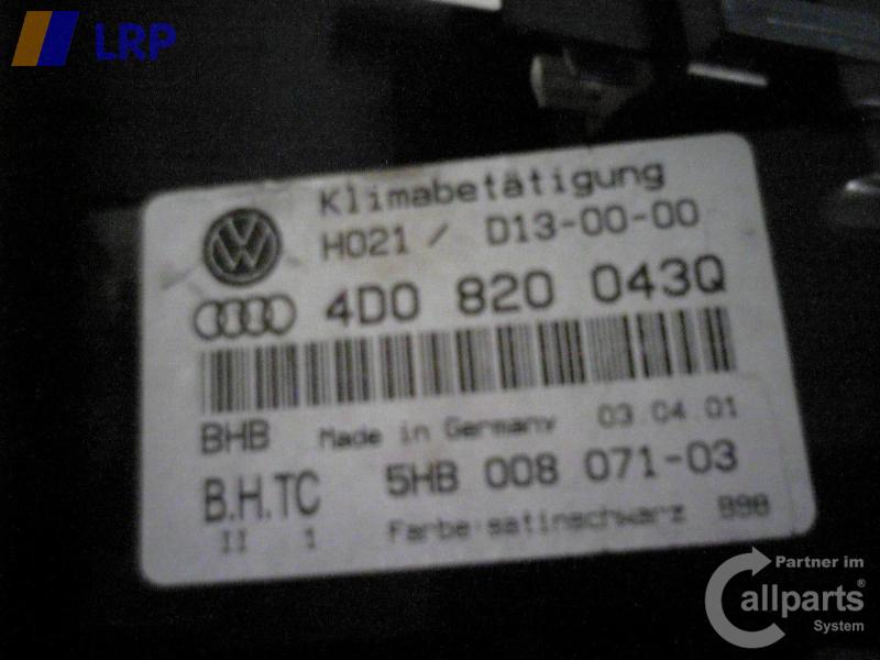 Audi A8 4D original Heizungsregulierung 5HB00807103 BJ2001