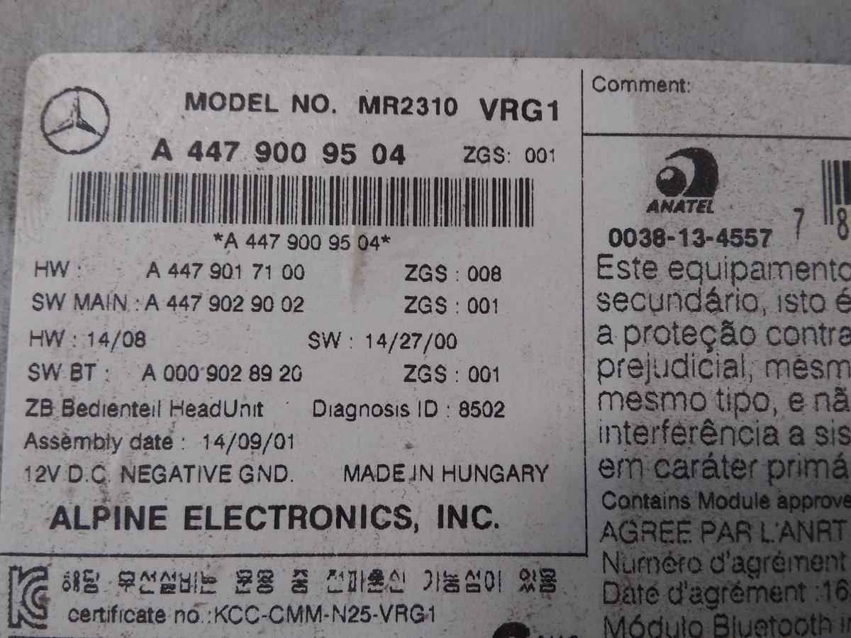 Mercedes Benz Vito 447 original Radio Audio 10 MR2310 A4479009504 Bj.2014