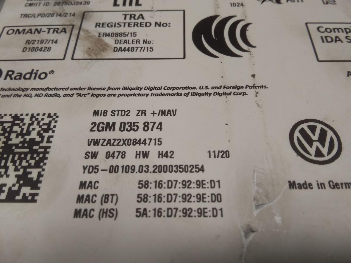 VW T-Cross 1C original Steuerger&auml;t Multimedia Navi 2GM035874 Bj.2020