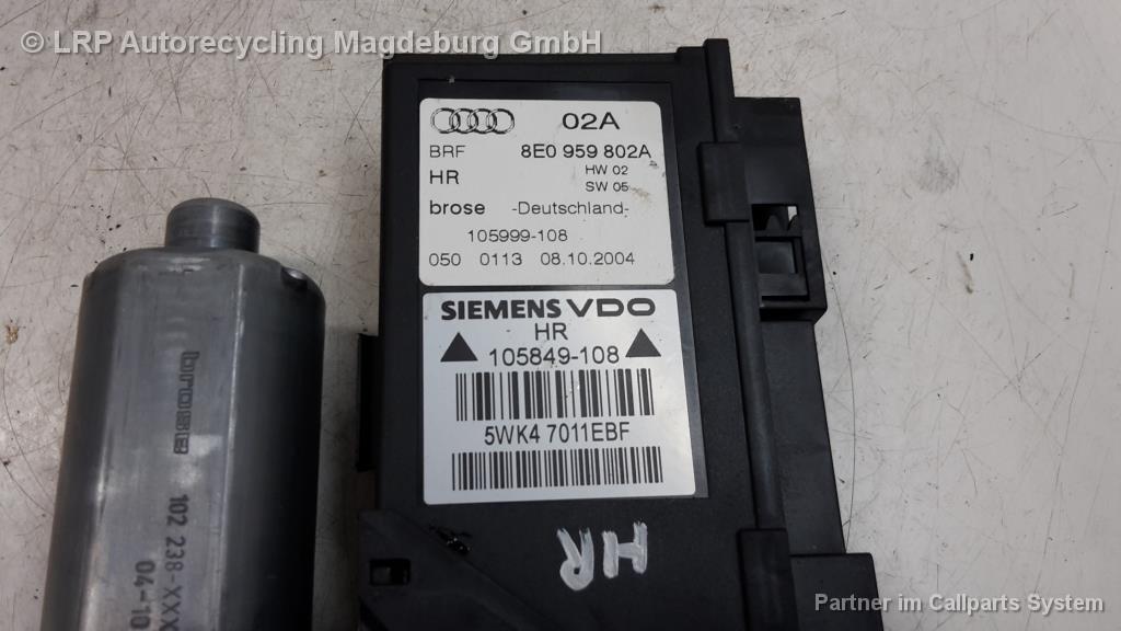 Audi A4 8EC B7 Bj.07 Fensterhebermotor hinten rechts 8E0959802A