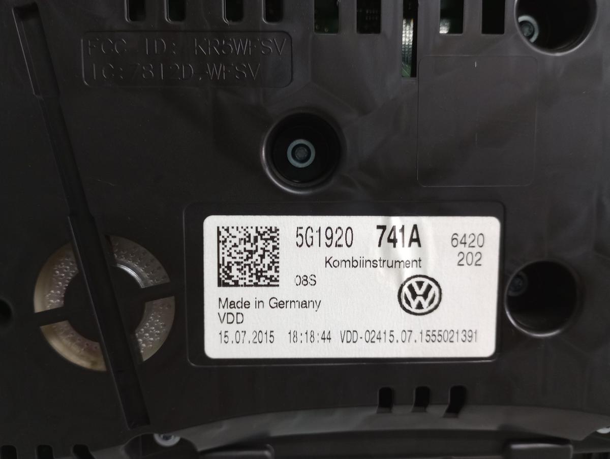 VW Golf VII original Kombiinstrument Tacho Diesel 5G1920741A Steuergerät Bj 2015