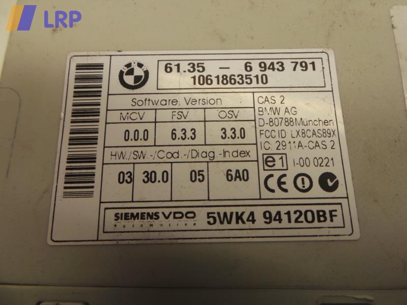 BMW E90 3-er Bj.2006 Steuergerät CAS 61356943791 SIEMENS VDO 5WK494120BF