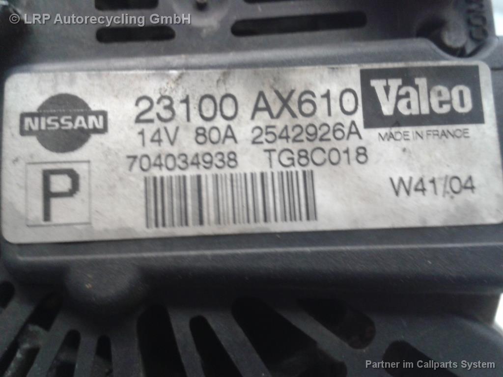 Nissan Micra K12 BJ2004 Lichtmaschine 80A 23100AX610 Valeo 2542926A