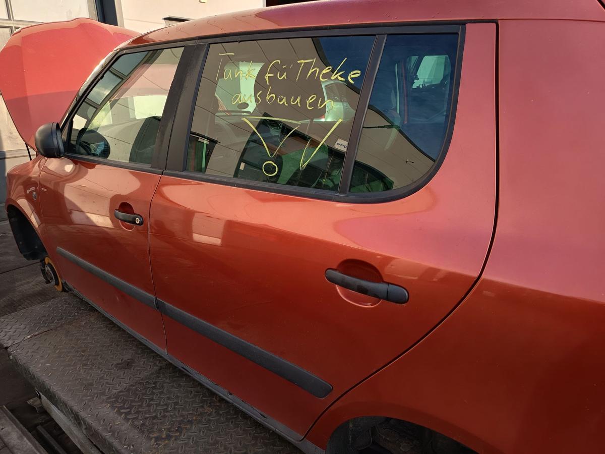 Skoda Fabia II 5J original T&uuml;r Roht&uuml;r hinten links LF3H Orange Baujahr 2007