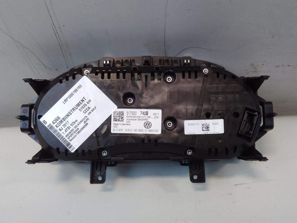 VW Golf Sportsvan original Kombiinstrument Tacho Armatur 1.4TSI Bj.2017 517920740B