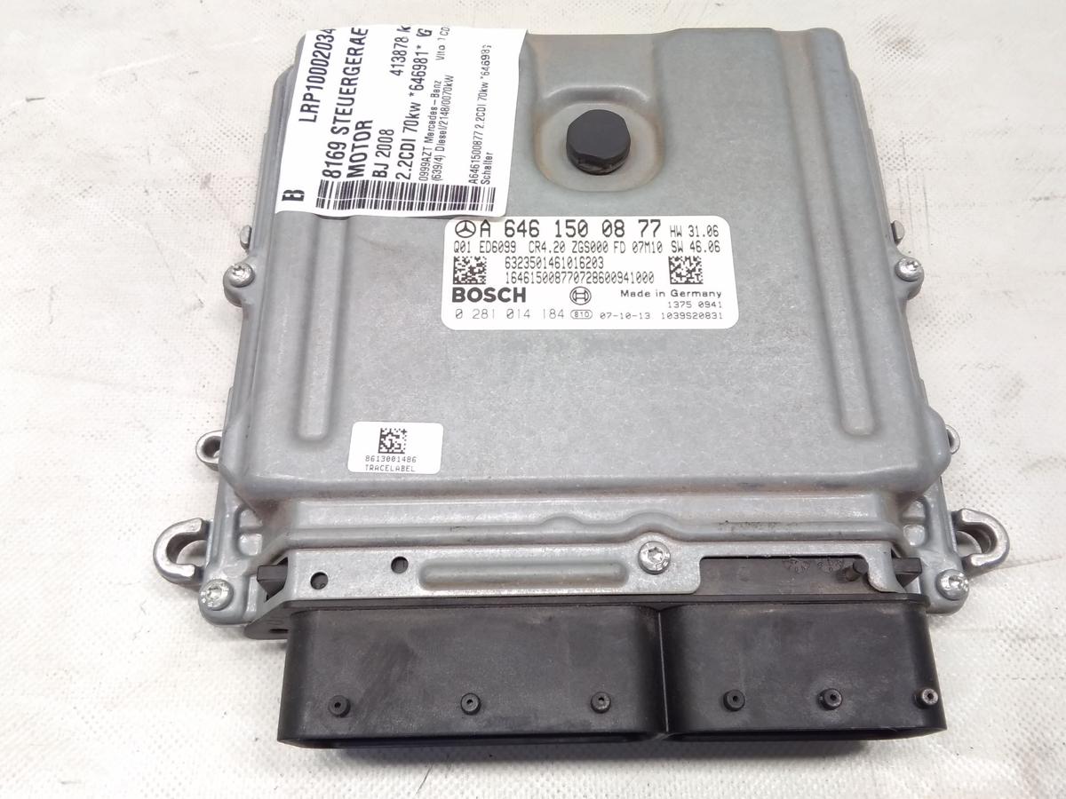 MB Vito 639 109CDI orig Motorsteuerger&auml;t 6461500877 2.2CDI 70kw 646981 BJ2008