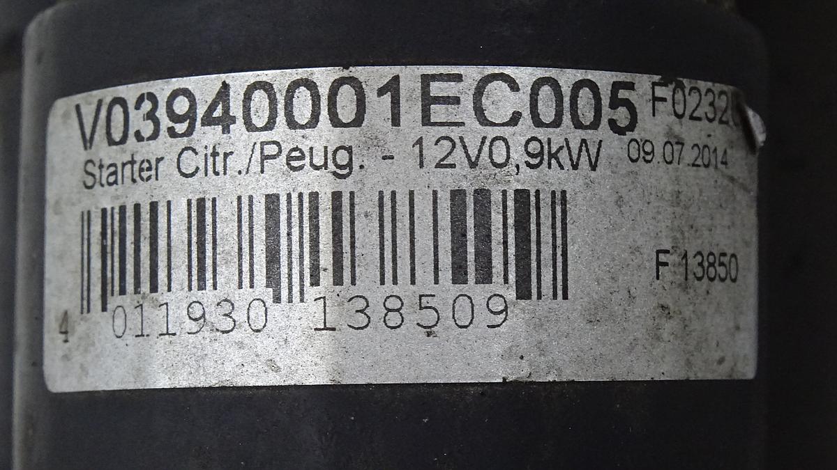 Peugeot 1007 BJ2006 Anlasser Starter V03940001EC005 1.4 54kw KFV