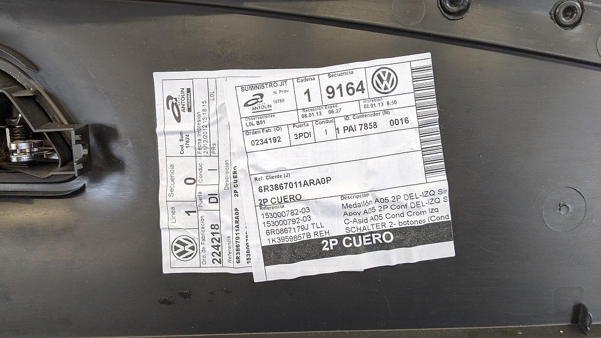 VW Polo 6R Türverkleidung vorn links 3 türer 6R3867011AR