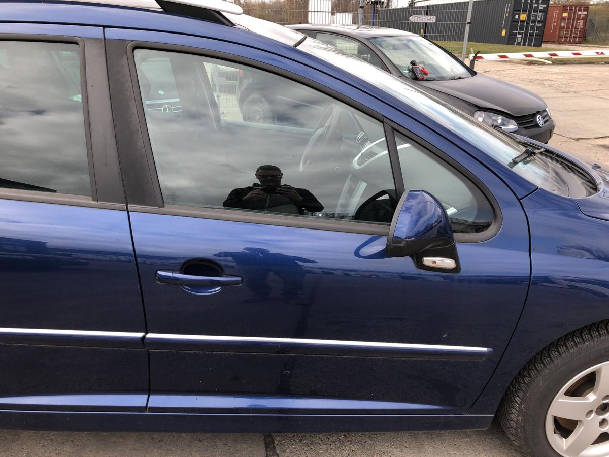 Peugeot 207SW T&uuml;r vorn rechts Beifahrert&uuml;r im Rohbau KPL Montebello blau