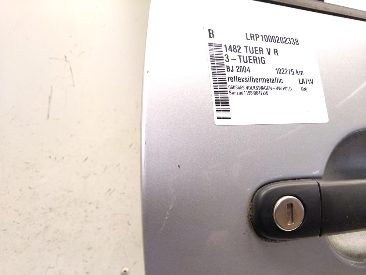 VW Polo 9N1 T&uuml;r vorn rechts Beifahrert&uuml;r reflexsilbermetallic 3-t&uuml;rig Bj.2004