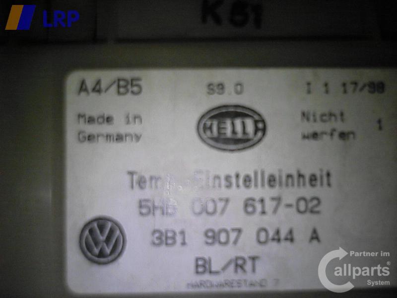 VW Passat 3B original Heizungsregulierung 3B1907044A 5HB00761702 HELLA BJ1998