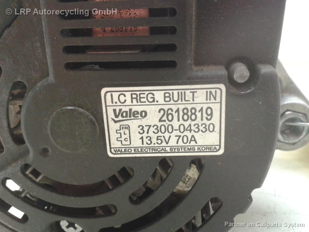 Kia Picanto TA BJ2014 original Lichtmaschine Generator 1.0 51kw G3LA 2618819 VALEO