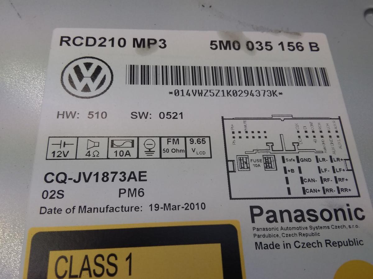 VW Polo 6R original Radio mit CD MP3 RCD210 5M0035156B Bj.2010