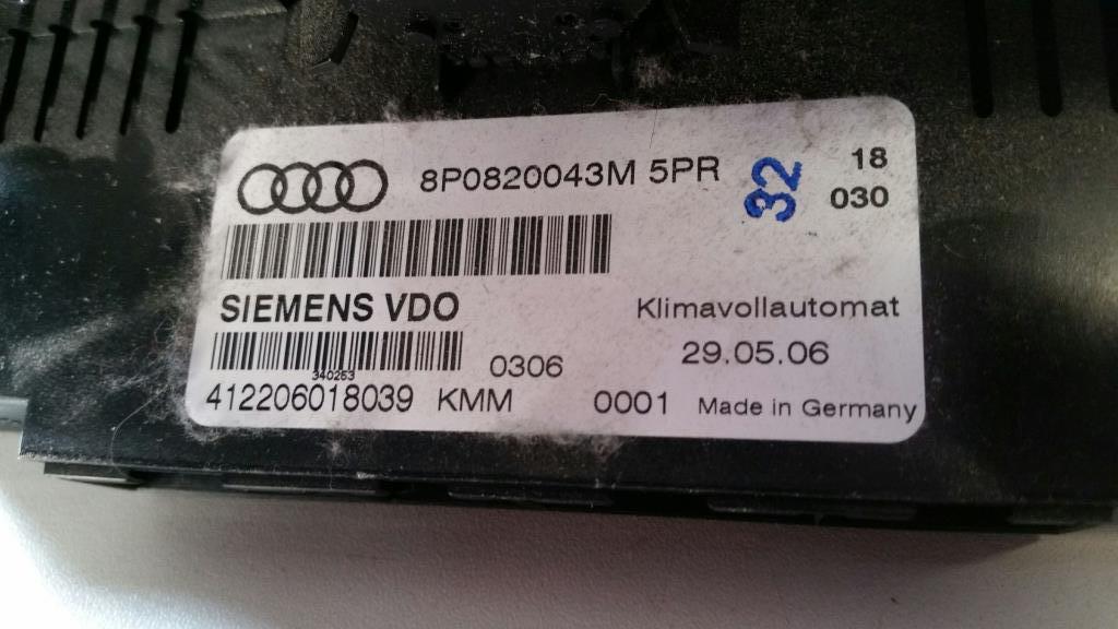 Audi A3 8P Sportback Bj.2006 Klimabedienteil Heizungsregulierung 8P0820043M