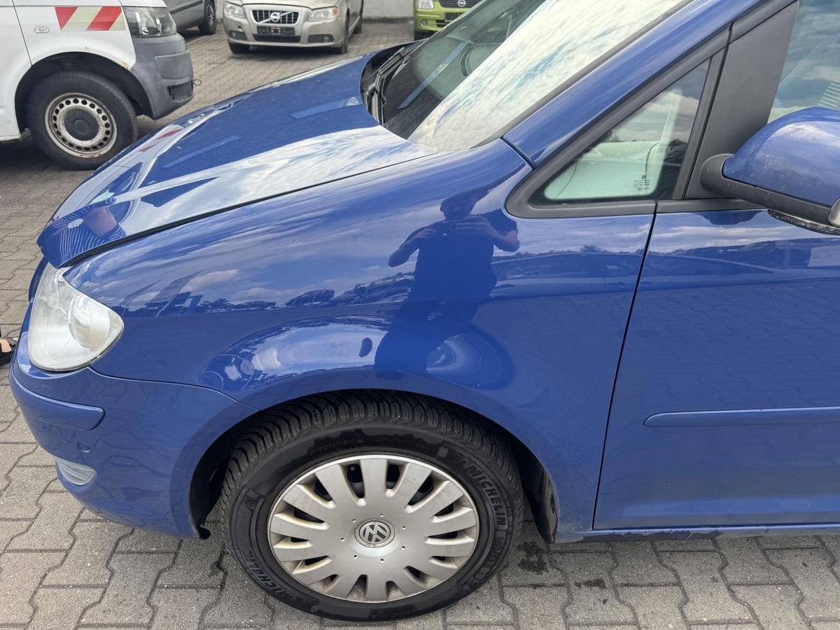 VW Touran 1T original Kotfl&uuml;gel vorn links LL5M Indienblau Facelift Bj.2008