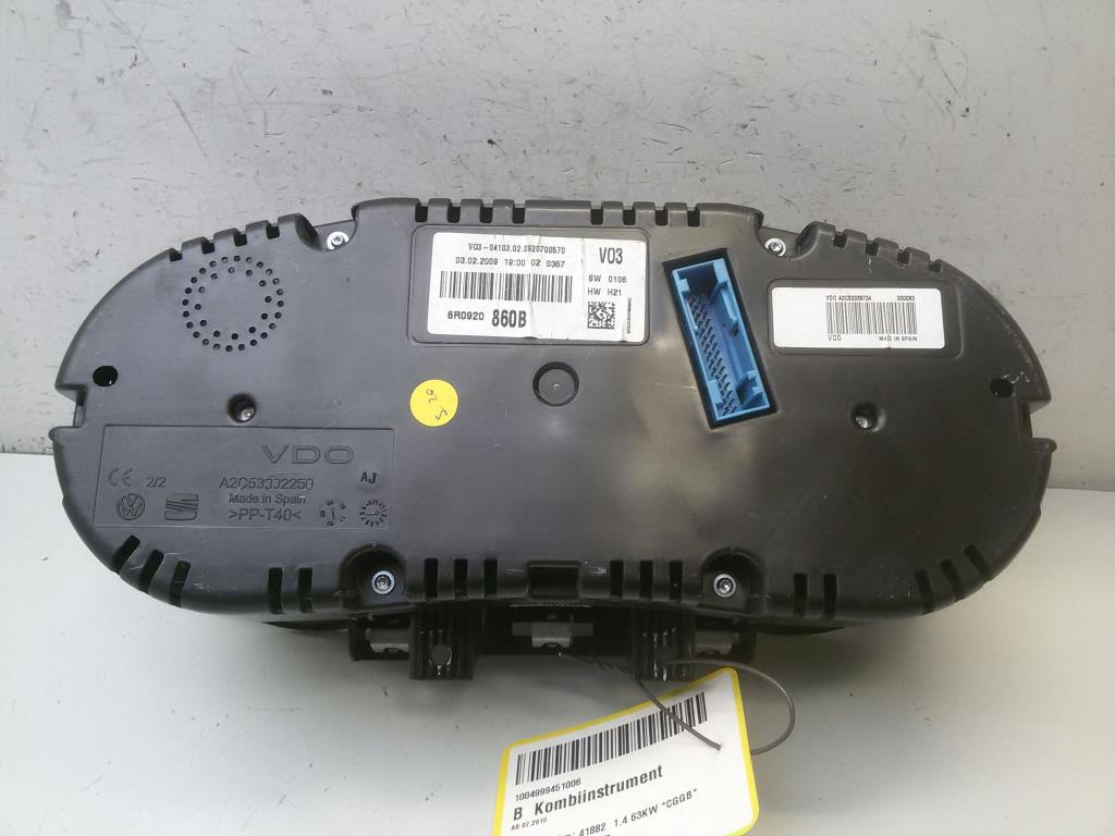 VW Polo 6R original Tacho Kombiinstrument 6R0920860B A2C53339724 VDO BJ2010