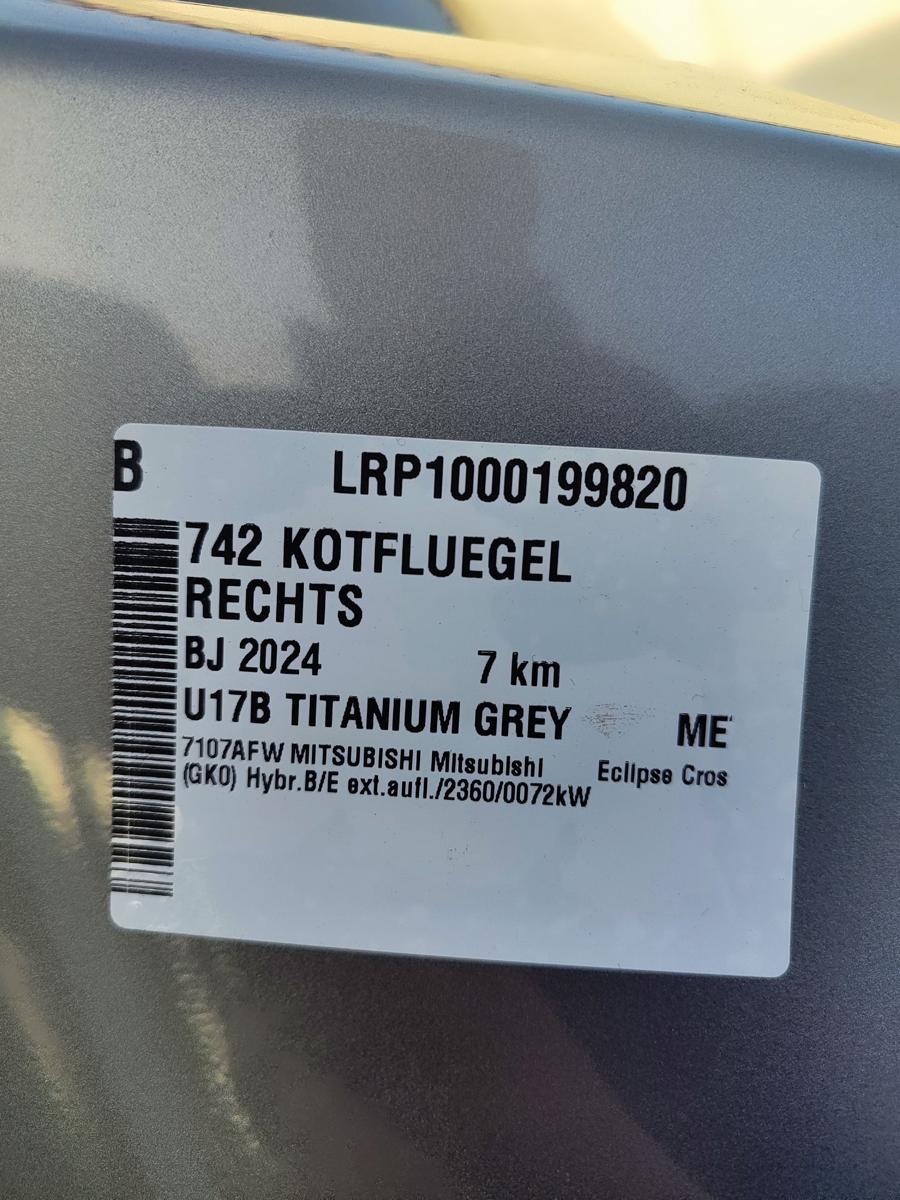 Mitsubishi Eclipse Cross original Kotfl&uuml;gel rechts Facelift Titanium grau metallic