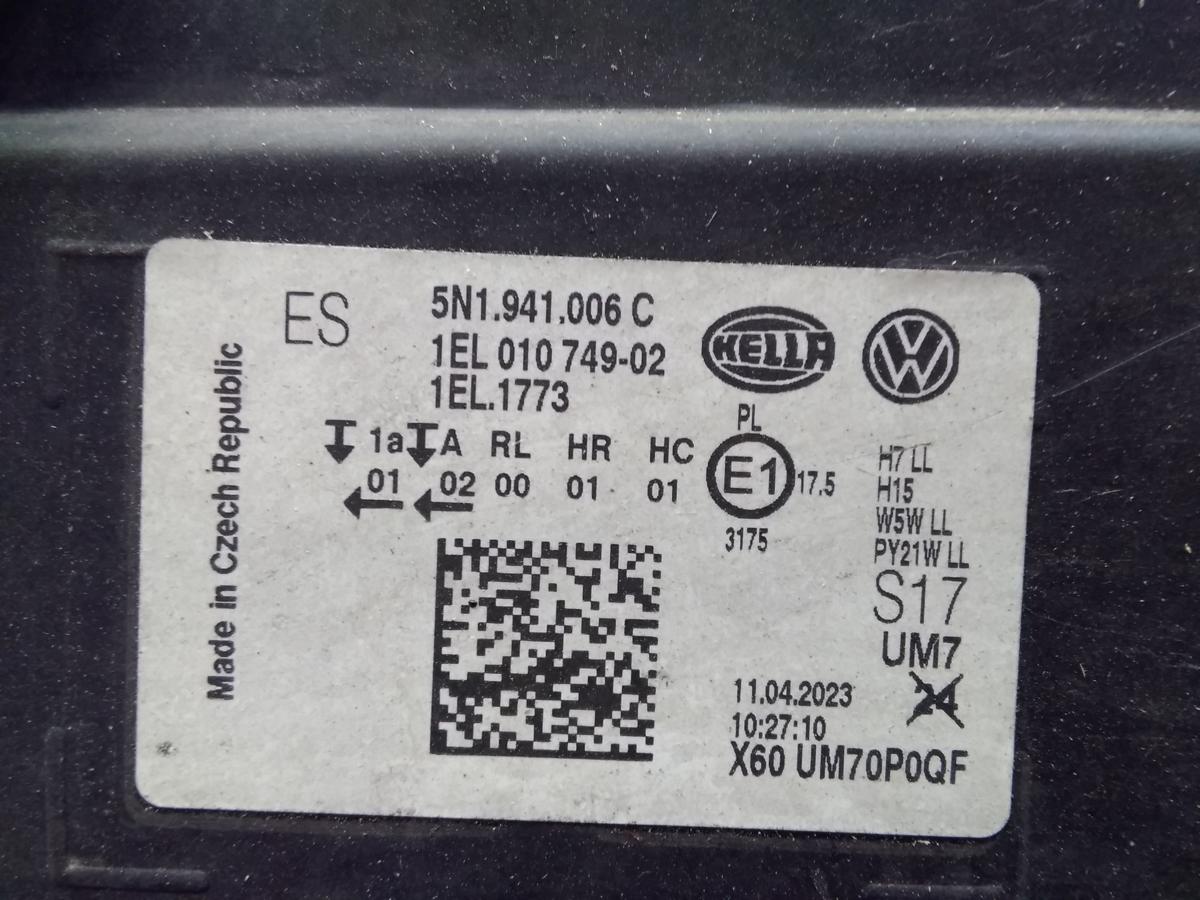 VW Tiguan 5N2 orig Scheinwerfer rechts Facelift Hella Halogen 5N1941006C BJ2012