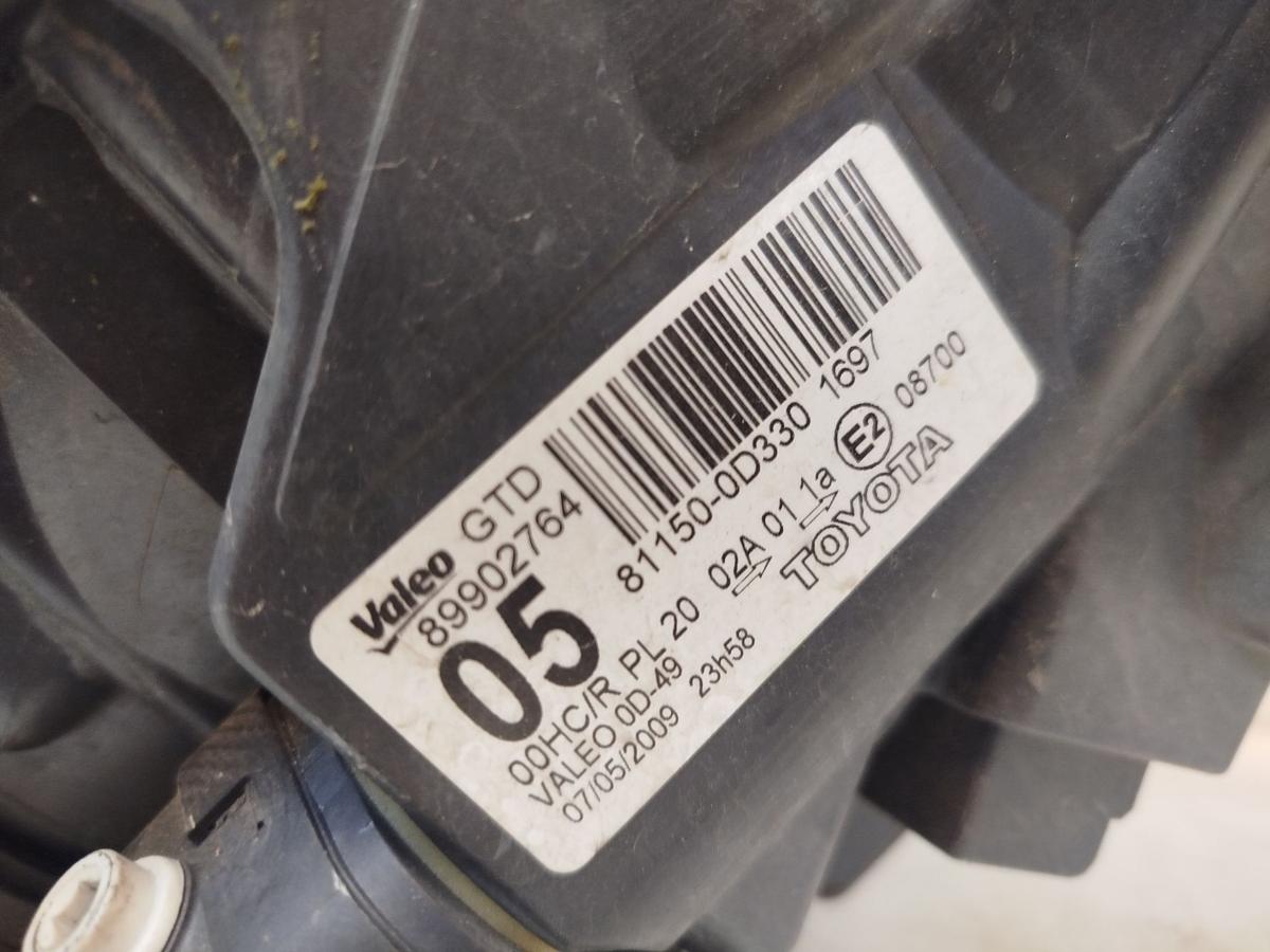 Toyota Yaris XP9 Hauptscheinwerfer Frontscheinwerfer vorn links Frankreich TEXT