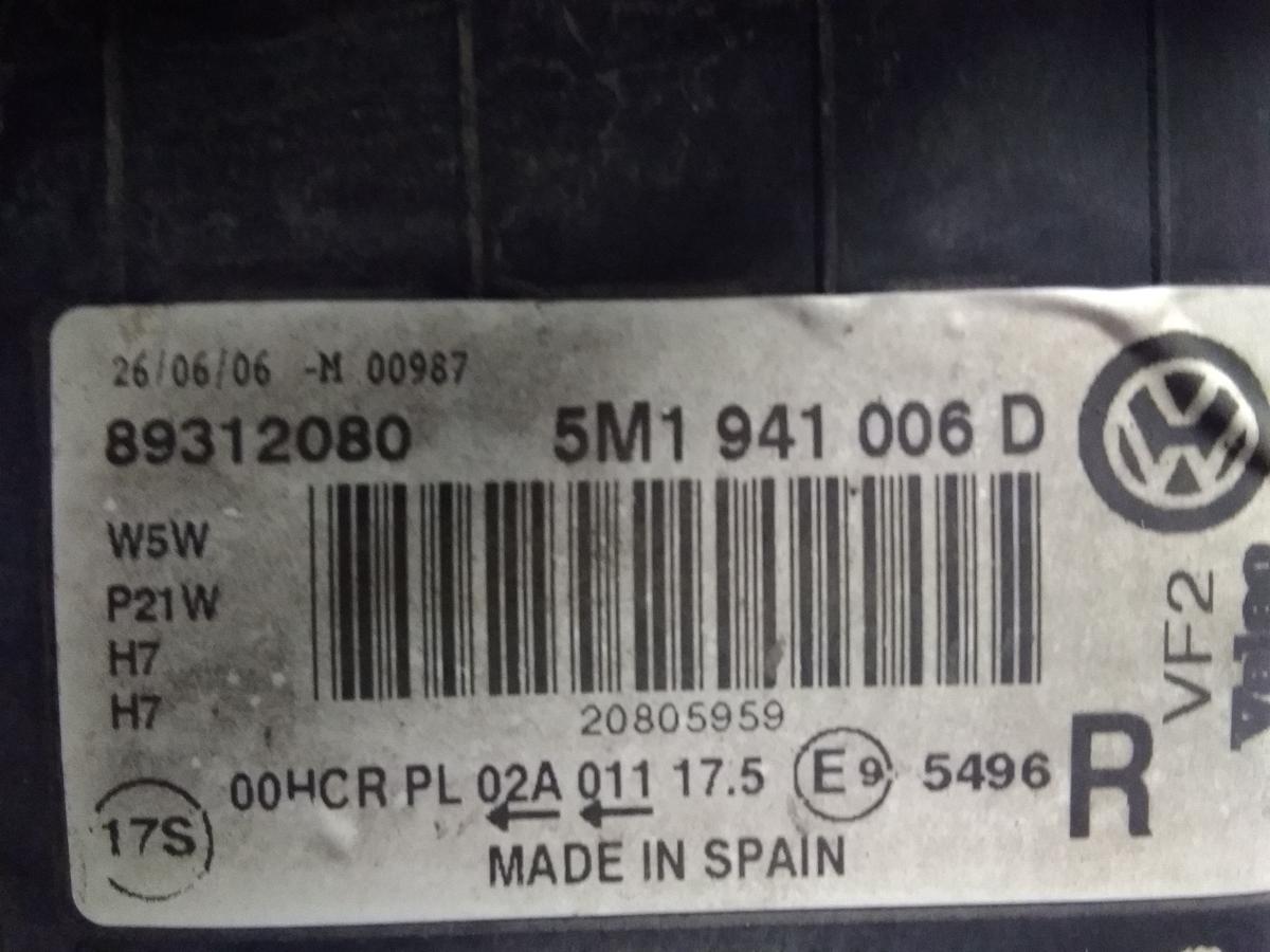 VW Golf Plus 5M original Scheinwerfer rechts Valeo mit LWR Bj.2006