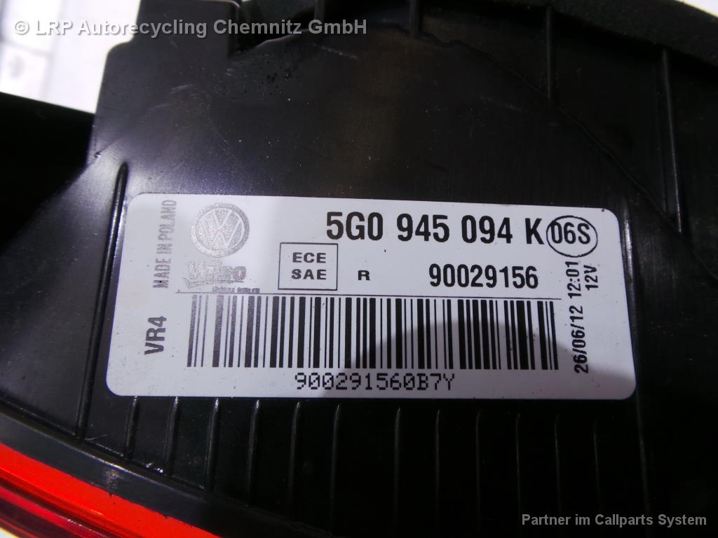 VW Golf 7 VII Bj 2012 5-Türer Rückleuchte innen rechts 5G0945094K Heckleuchte Schlußleuchte