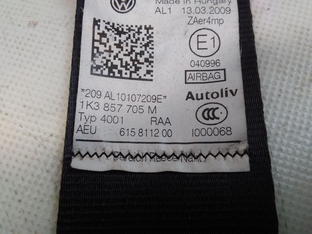 VW Golf 6 1K original Sicherheitsgurt vorn links 1K3857705MRAA 3t&uuml;rig BJ2009