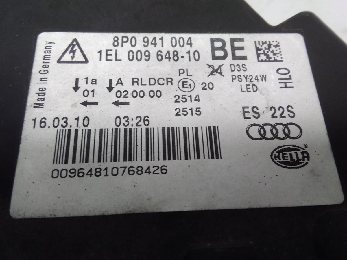 Audi A3 8P Facelift original Xenon Scheinwerfer rechts mit LED-Tagfahrl. Bj.2010