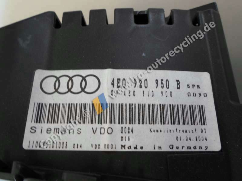 Audi A8 4E Bj. 2004 original Kombiinstrument Tacho US-Modell 4E0920950B