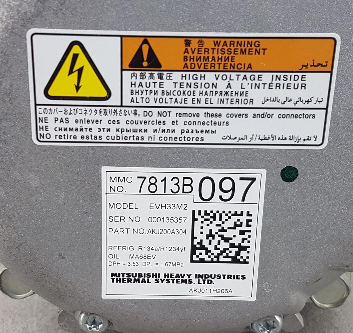 Mitsubishi Eclipse Cross Klimakompressor Bj2023 7813B097 K&auml;ltemittel R1234yf