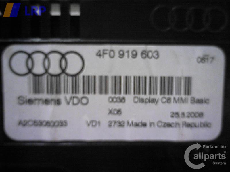 Audi Q7 4L Multifunktionsanzeige MMI Display Monochrom 4F0919603 VDO BJ2006