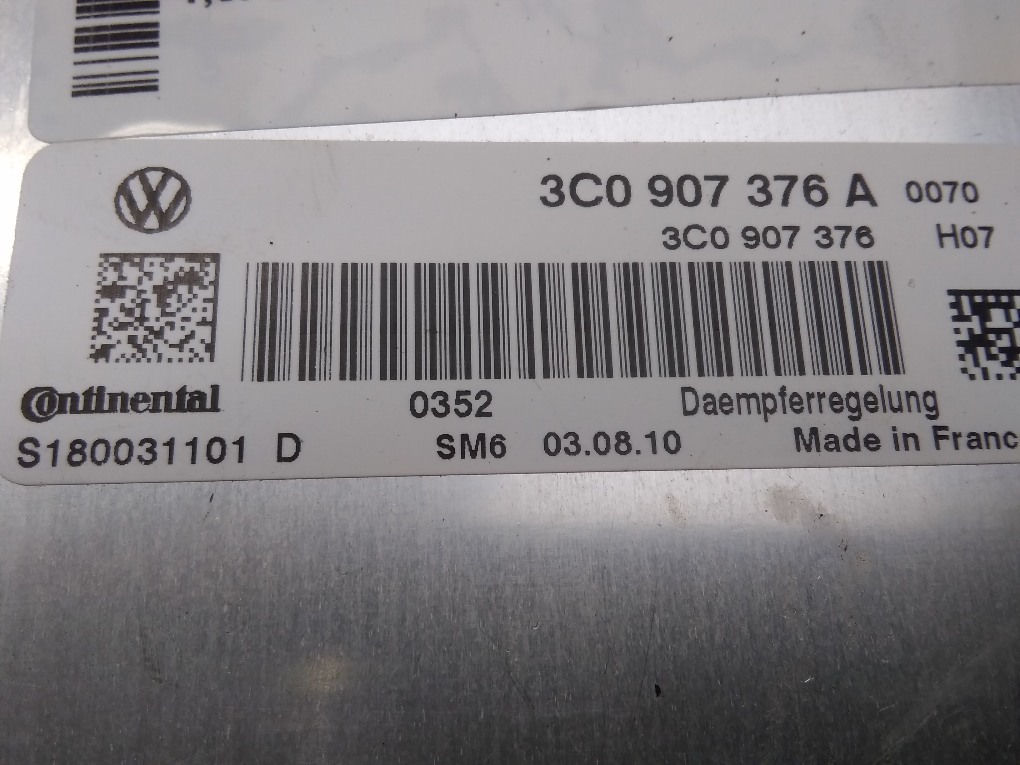 VW Passat 3C B7 Steuergerät Fahrwerk original BJ2010 3C0907376A