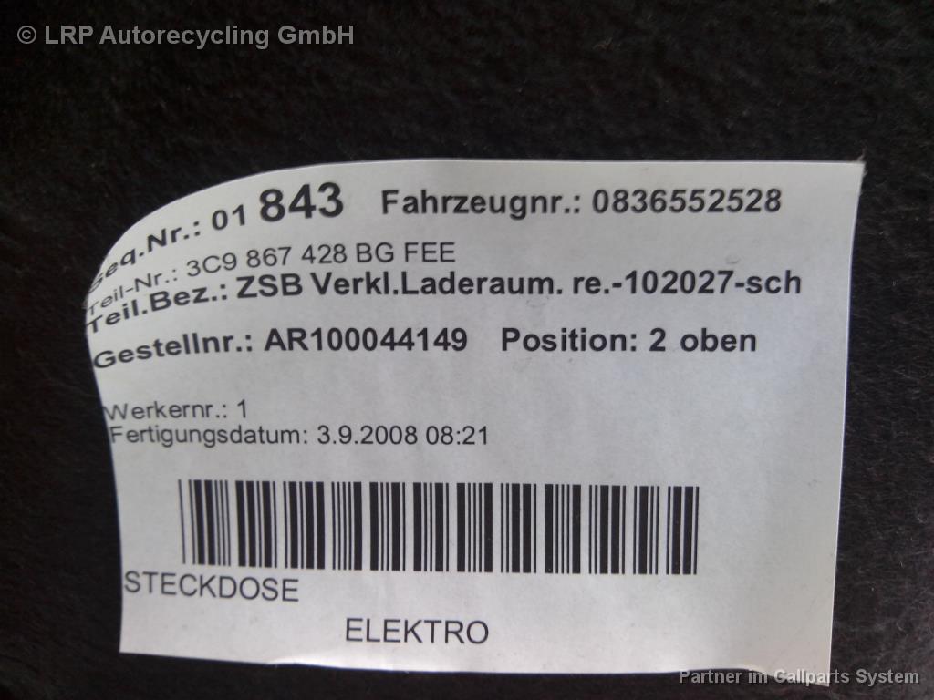 VW Passat 3C BJ2009 Innenverkleidung Seitenteil Kofferraum rechts 3C9867428BG FEE Kombi