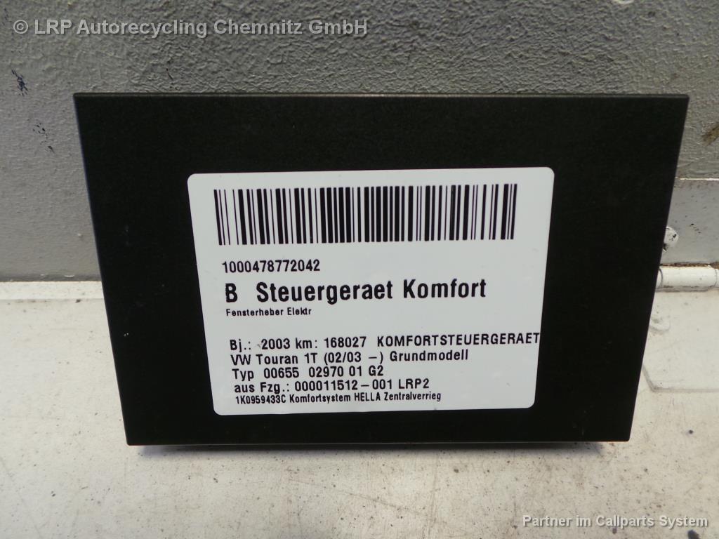 VW Touran 1T BJ 2003 Komfortsteuergerät 1K0959433C Steuergerät ZV