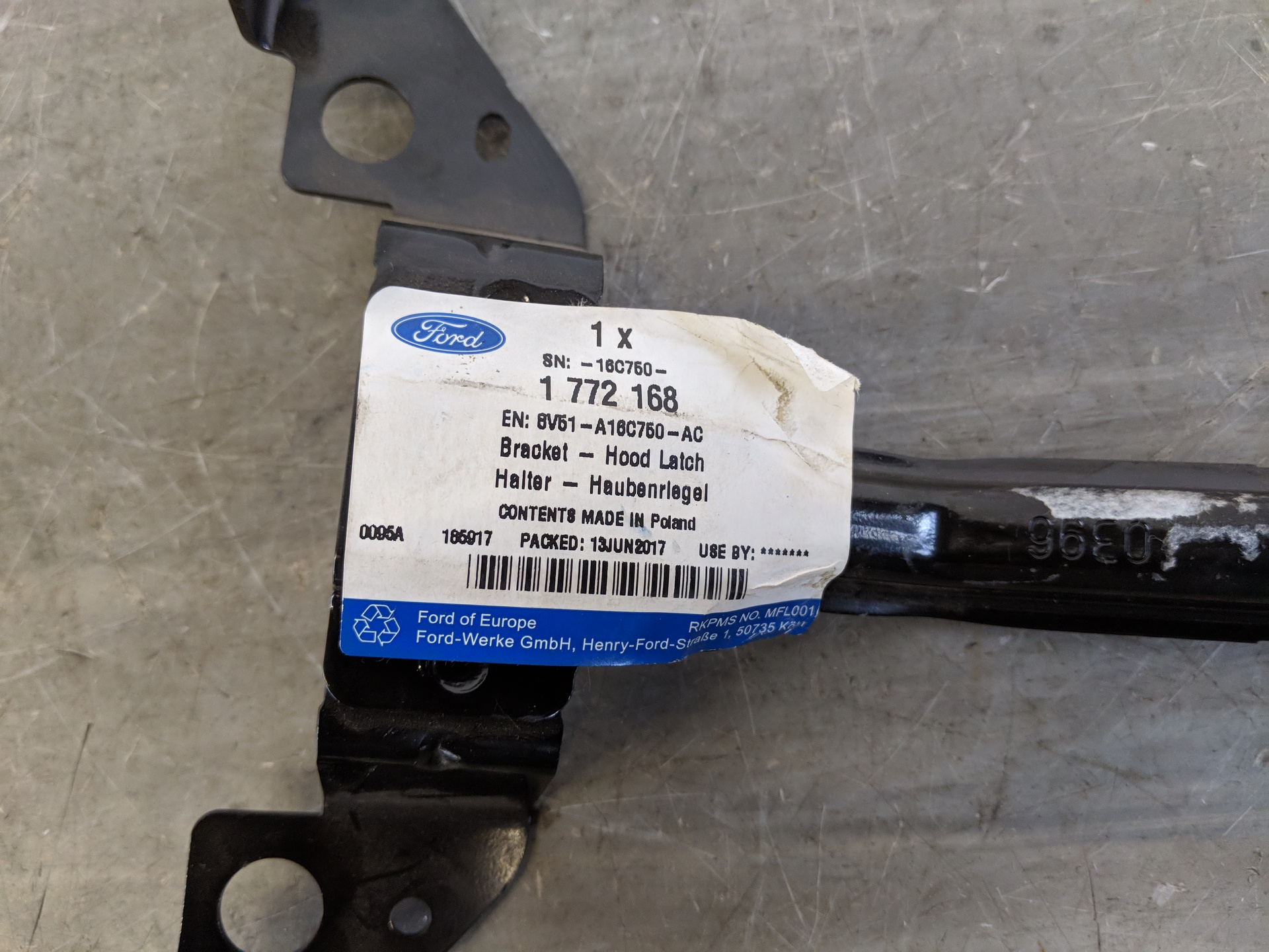 Ford Fiesta 2AJ Bj 09 Halter Haubenentriegelung 1772168