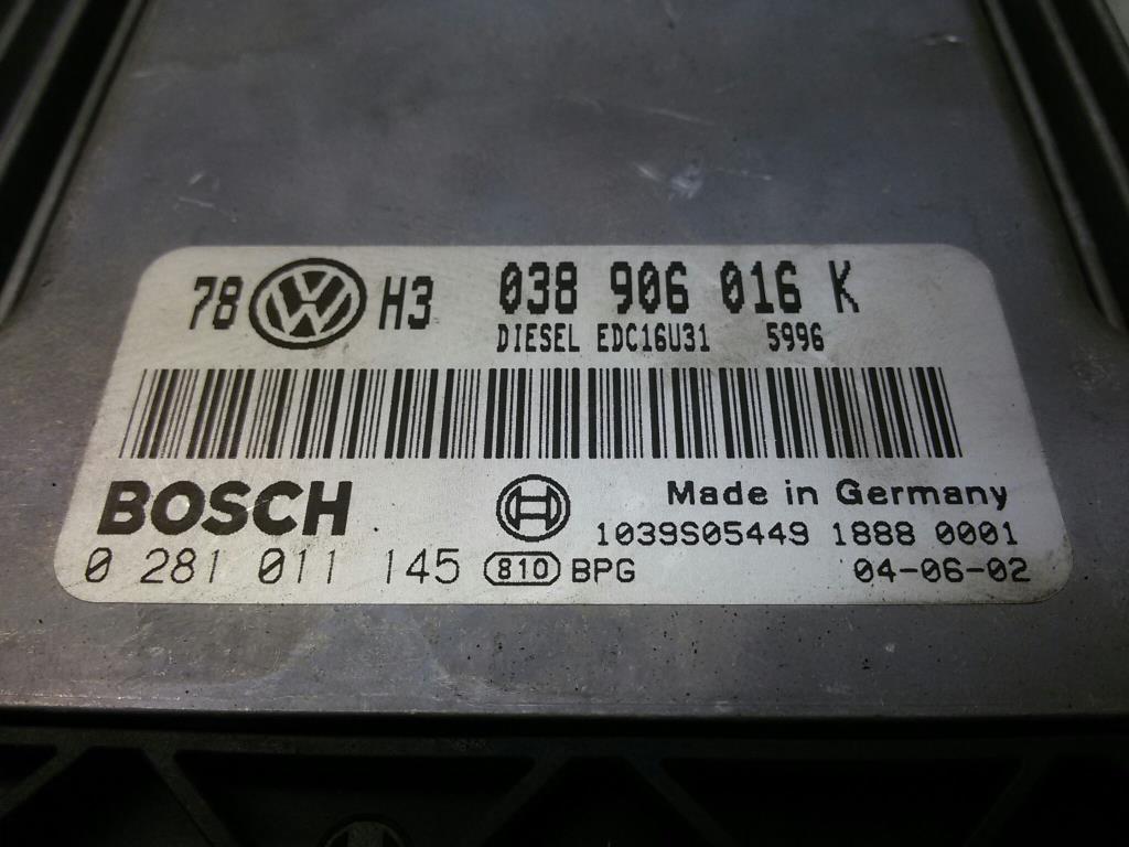 VW Passat 3BG Steuergerät Motor 038906016K 0281011145 BOSCH BJ2004