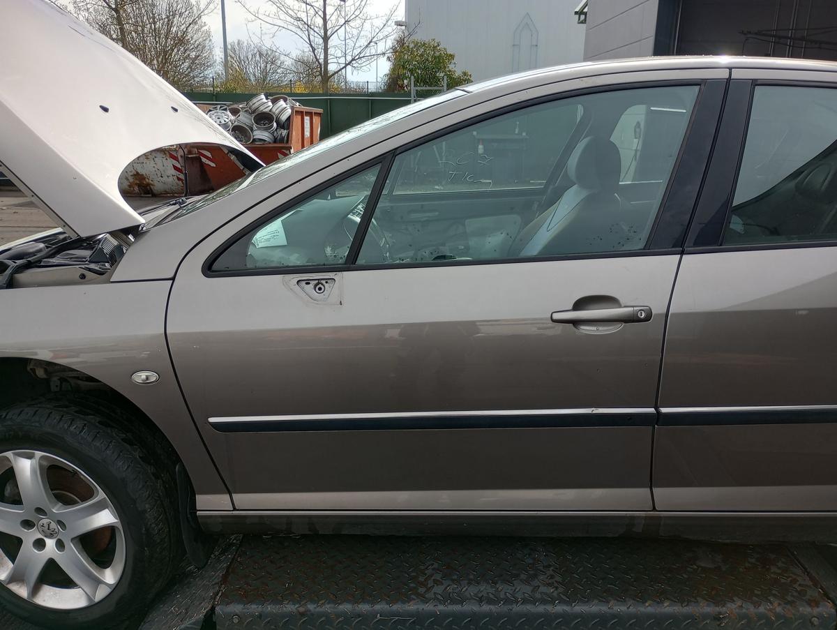 Peugeot 407 Limo orig Rohtür vorn links Fahrer KDA Erlengrau met Bj 2006