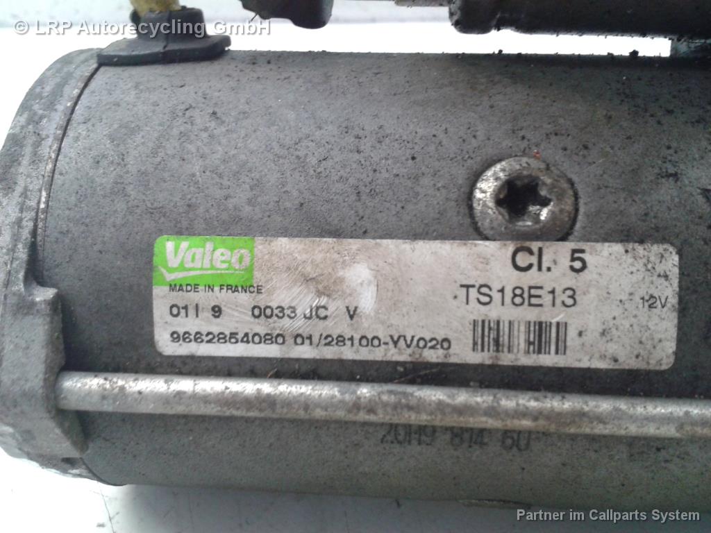 Citroen C2 JM Anlasser Starter 9662854080 TS18E13 VALEO 1.4TD 50kw 8HZ BJ2009