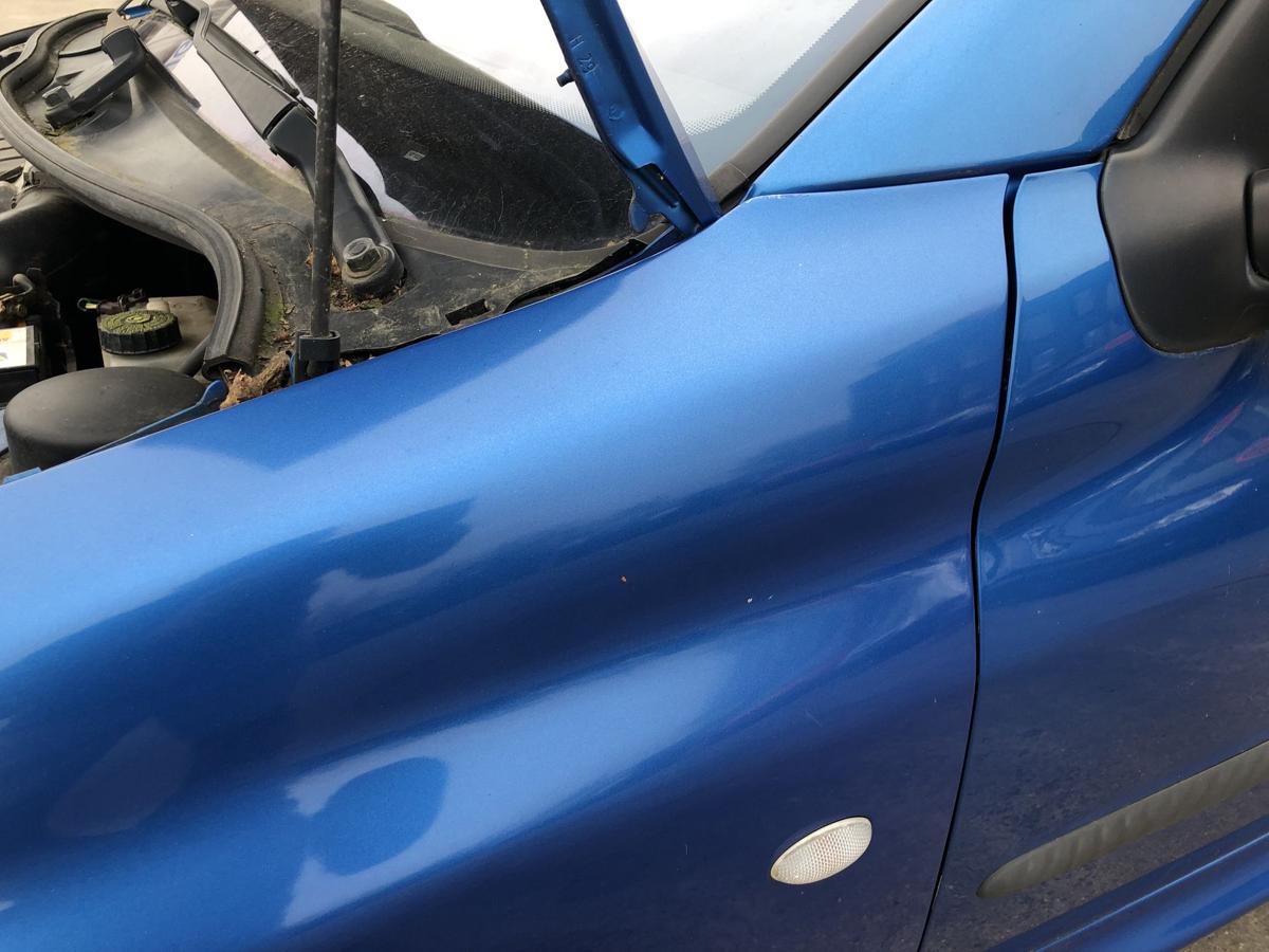 Peugeot 206CC Typ 2D Kotfl&uuml;gel vorn links Fahrerseite KMF Poseidon Blau Metallic