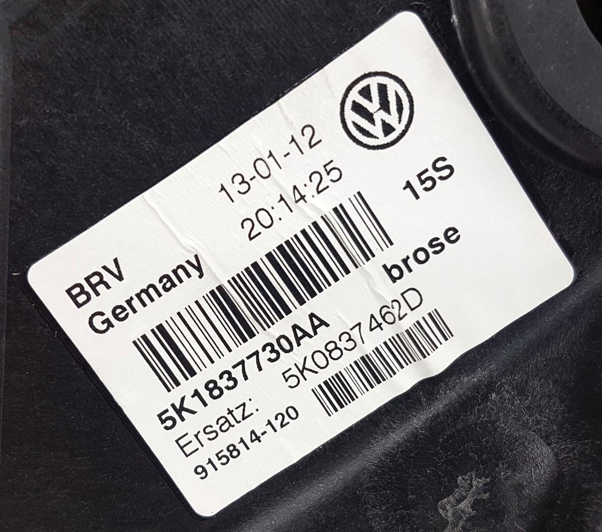 VW Golf VI Fensterheber vorn rechts 5K0837462D Bj2012 elek ohne Motor 5 Türig