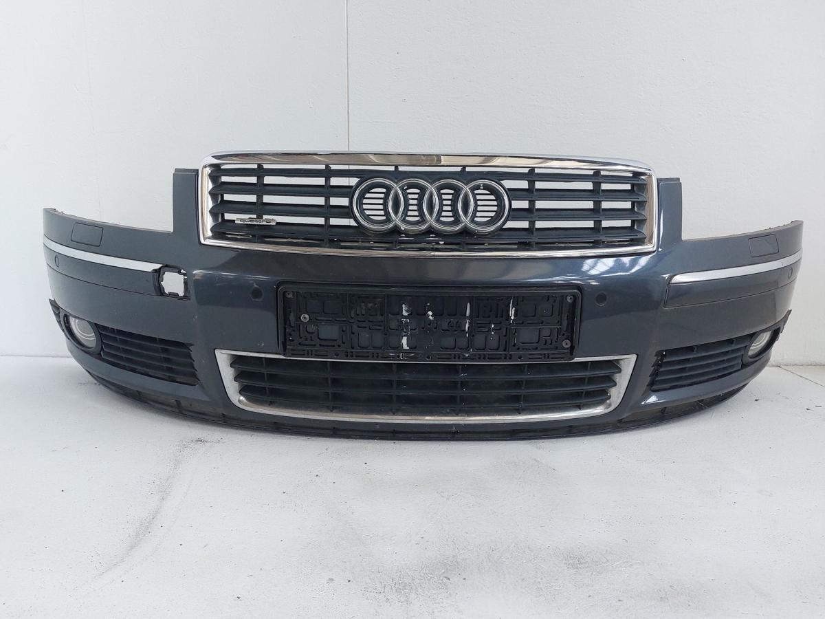 Audi A8 4E Stoßfänger vorn Frontschürze Frontstoßstange LZ7Q grau Beschädigungen
