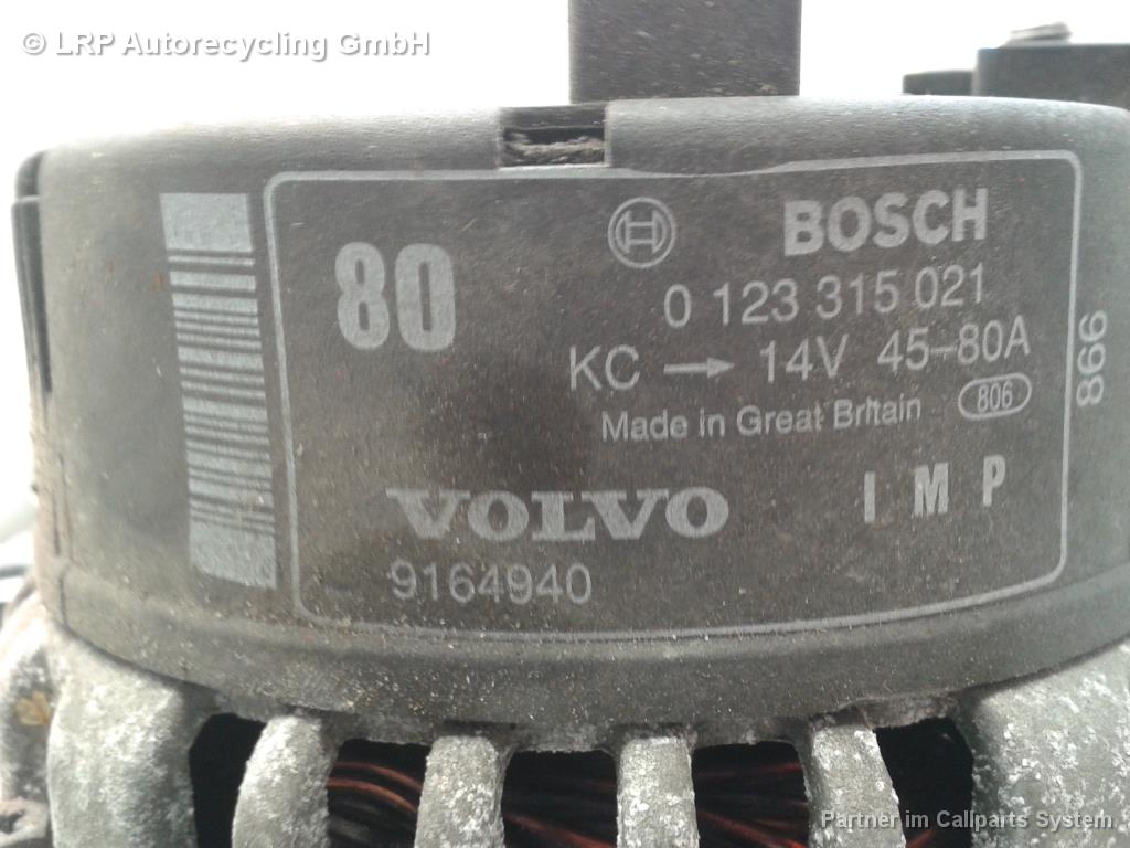 Volvo V40 S40 BJ1998 Lichtmaschine 80A 9164940 Bosch 0123315021