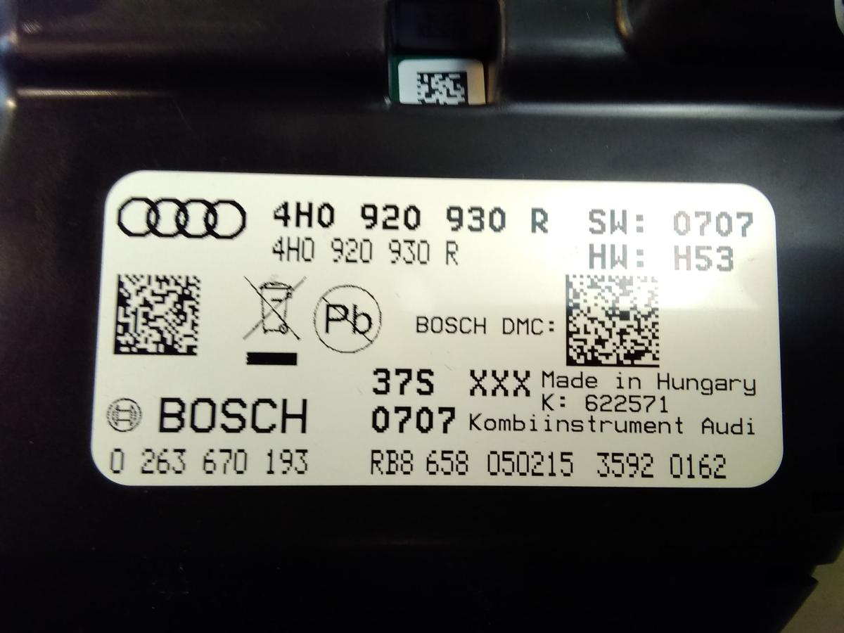 Audi A8 D4 4H orig Kombiinstrument Tacho Armatur 4H0920930R 3.0TDI 190kw BJ2015