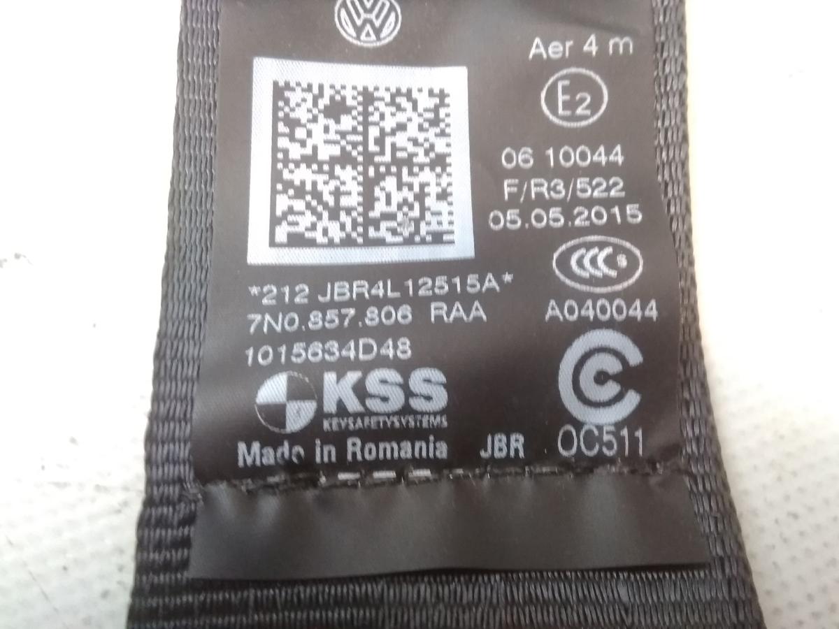 Seat Alhambra 7N original Sicherheitsgurt mitte rechts schwarz Bj.2015