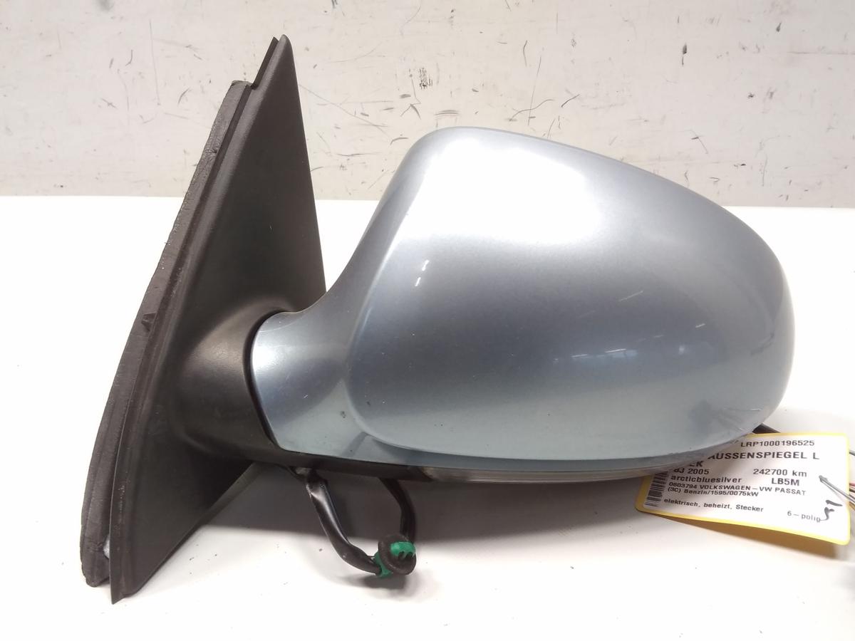 VW Passat 3C B6 orig.Au&szlig;enspiegel links elektrisch & beheizt 6pol BJ2005 LB5M arcticbluesilver