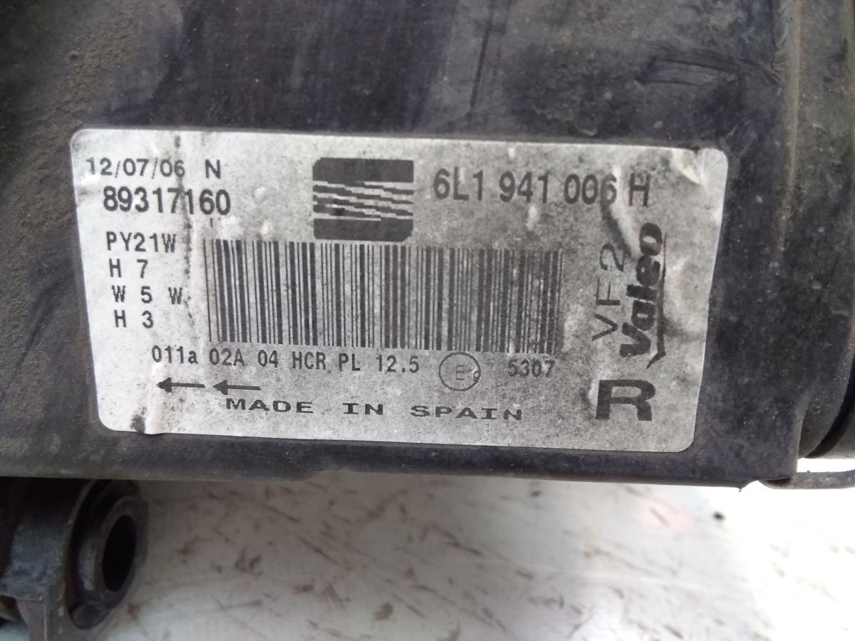 Seat Ibiza 6L orig. Scheinwerfer rechts Valeo 6L1941006H Halogen mit LWR BJ2007