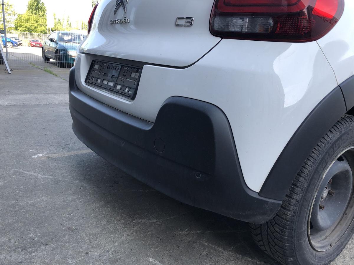 Citroen C3 III SX ab17 Stoßfänger hinten Heckschürze PDC Beschädigt EWP weiss