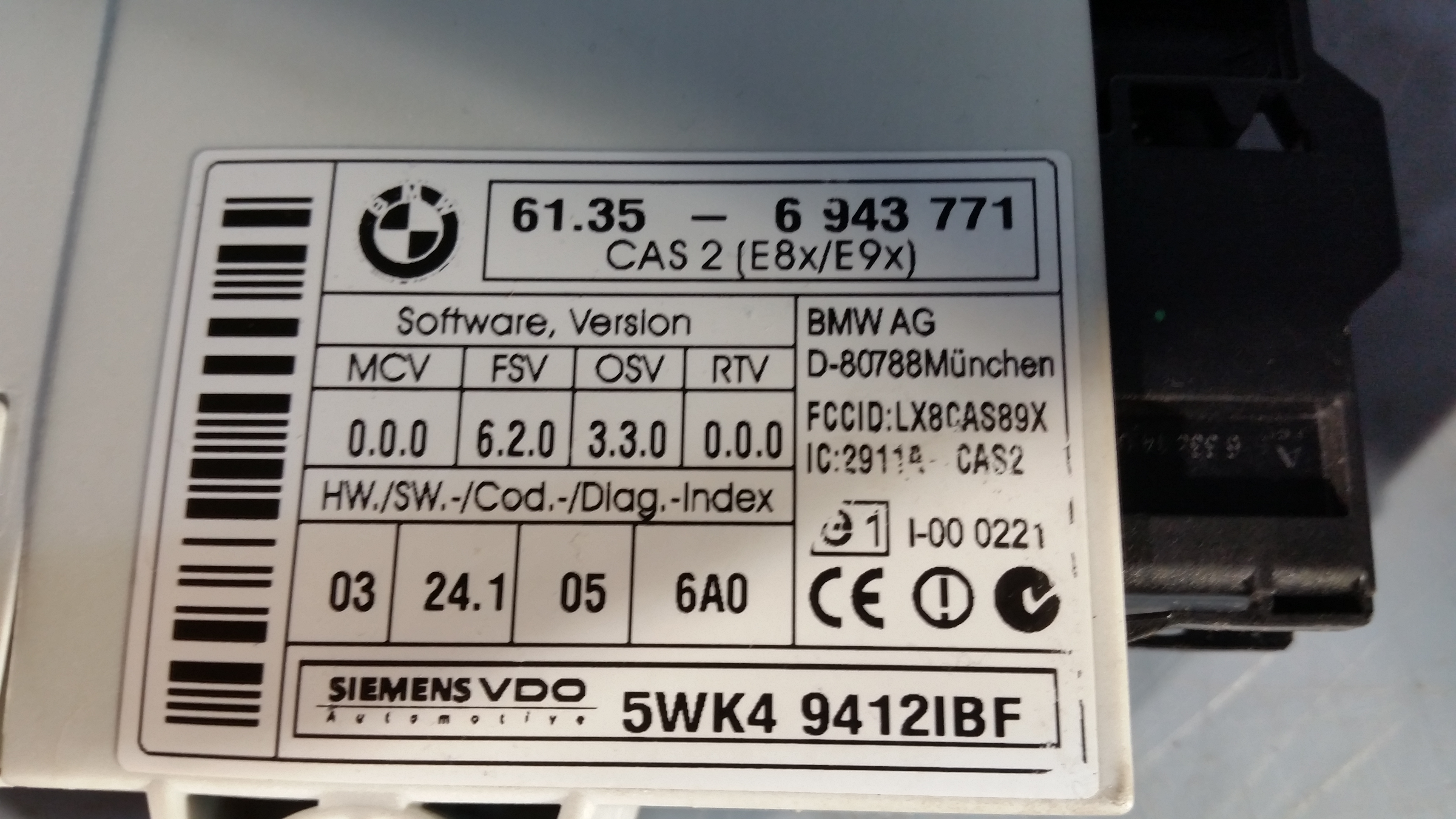 BMW 3er E90 Bj 2005 org Komfort Stg CAS Modul Einheit