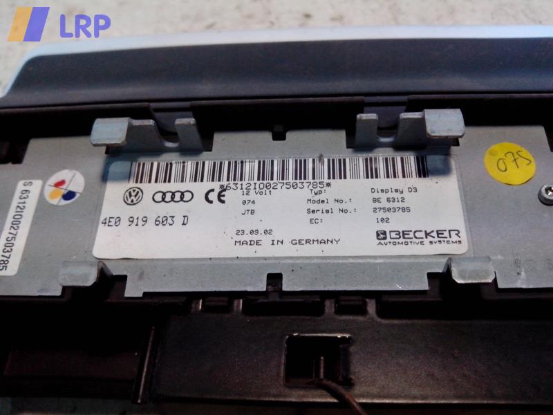 Audi A8 4E MMI Display 4E0919603D 4.2 246kw BFM