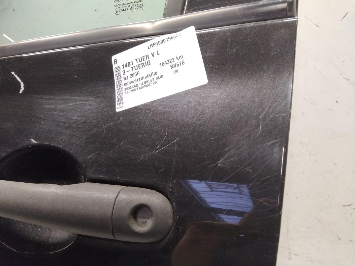 Renault Clio 3 Tür vorn links Fahrertür 3-Türer schwarzmetallic NV676 Bj.2006